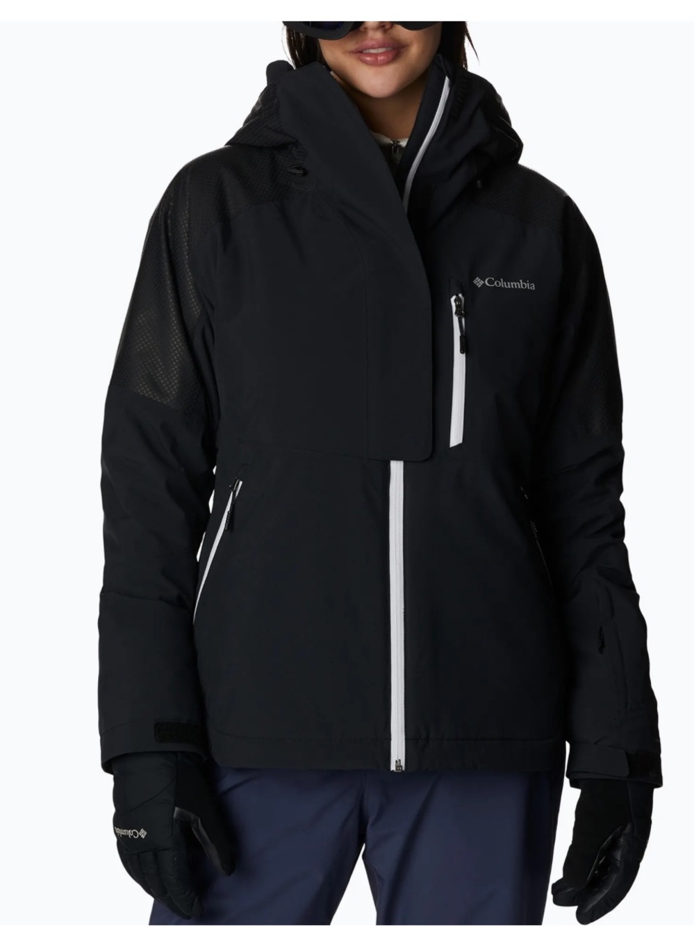Columbia Snow Slab Black Dot Ski Jacket with White Zip Accents